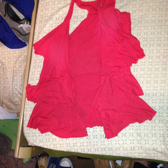 Red flowy spaghetti strap cardigan