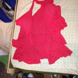 Red flowy spaghetti strap cardigan