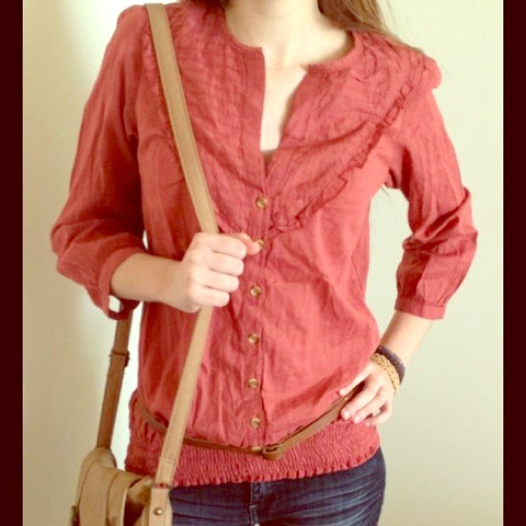 Dark red shirt with buttons