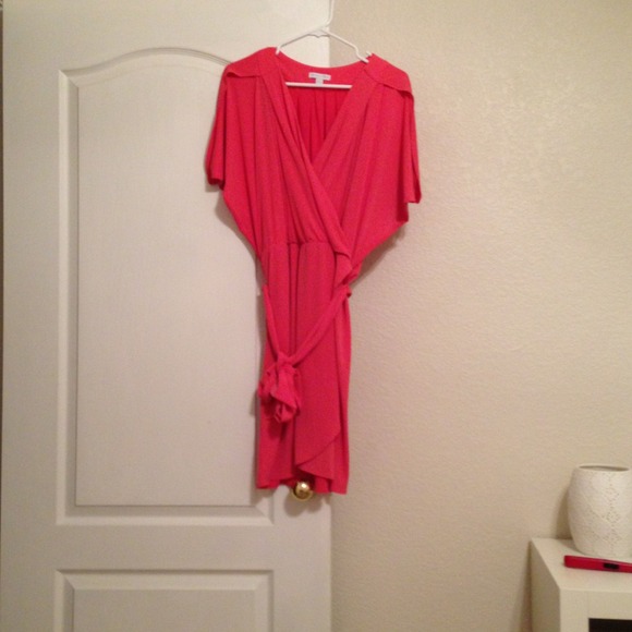 Coral belted dress