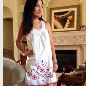 White w/red embroiled dress.