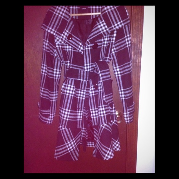 Express Plaid Peacoat