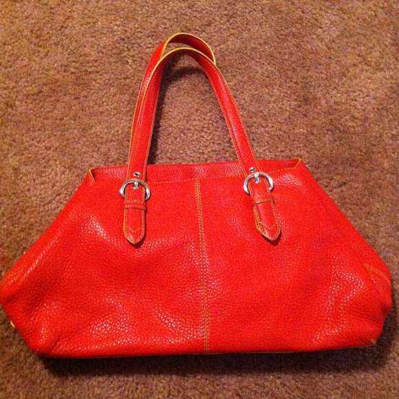 Orange leather purse cole haan