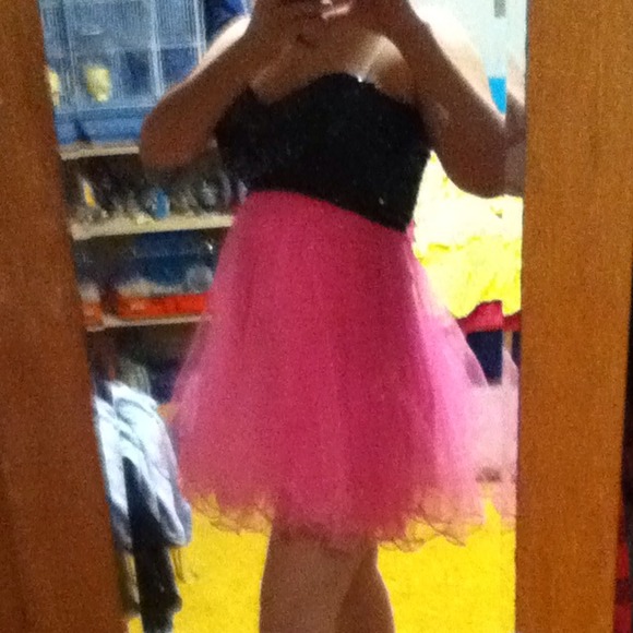 Pink and black dress