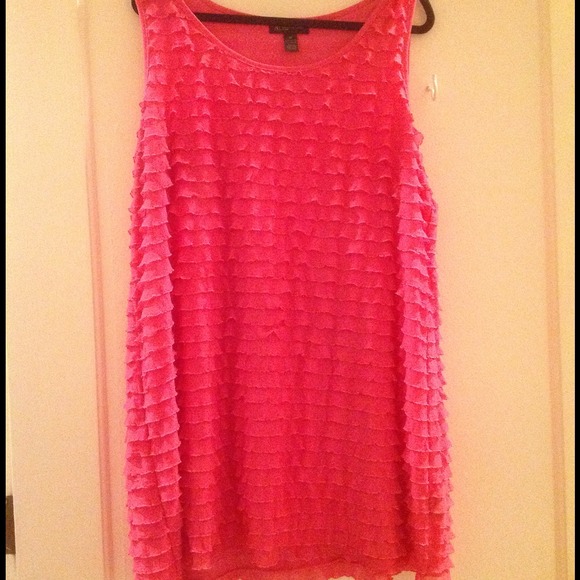 ** SOLD ** Fuchsia Ruffled Tunic- Plus Size