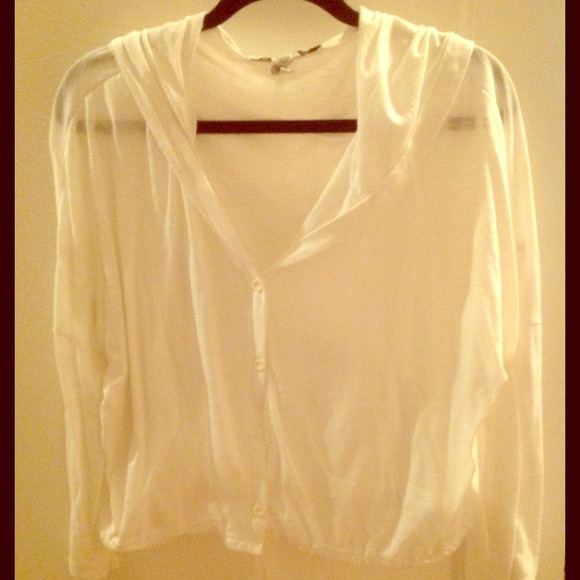 ** SOLD ** Thin White hoodie- Plus Size
