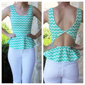 NWT Chevron Peplum Top