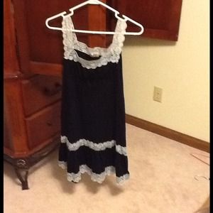 Black and white ruffle and lace dress