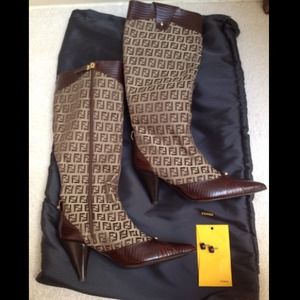 SOLD! FENDI printed boots w/ heel