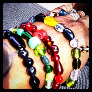 One of a kind handmade blown glass bead bracelets