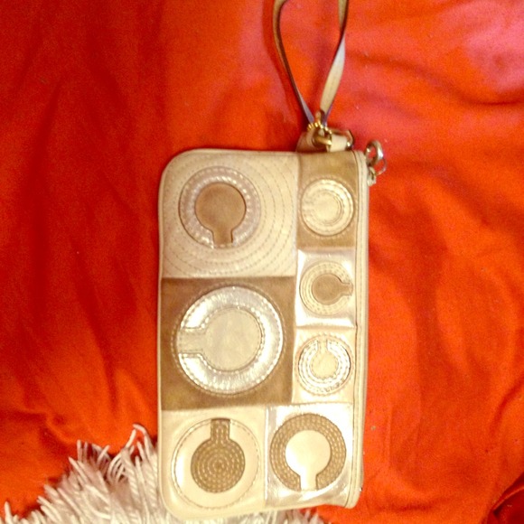 Tan coach wristlet