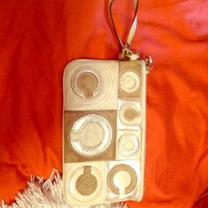 Tan coach wristlet