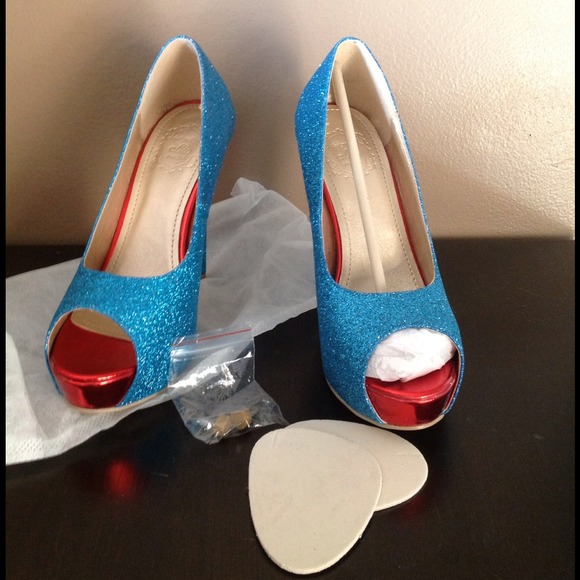 Blue glitter heels