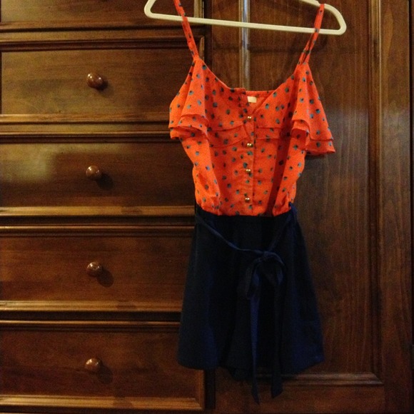 Orange and navy romper