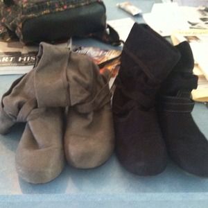 Black and gray suede boots!