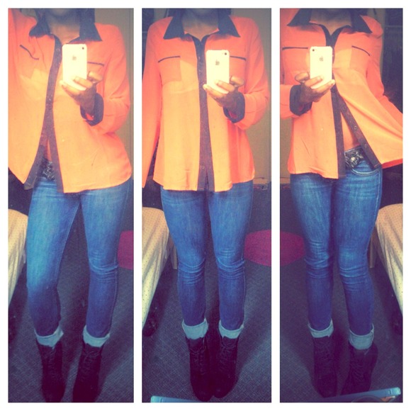 Tangerine chiffon top **Reserved**