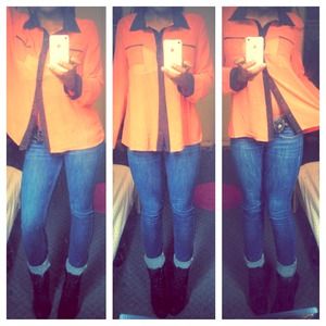 Tangerine chiffon top **Reserved**