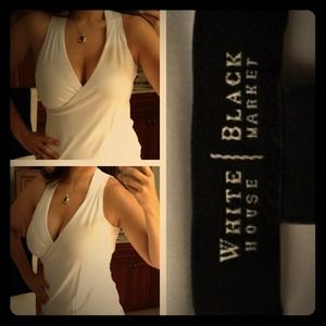 White House Black Market White Cross Front Tank