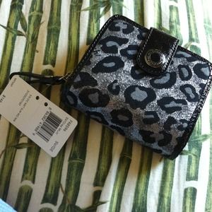 Coach leopard print/metallic wallet