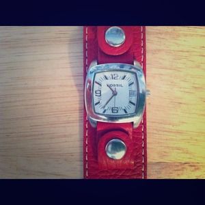Red Leather Fossil Watch