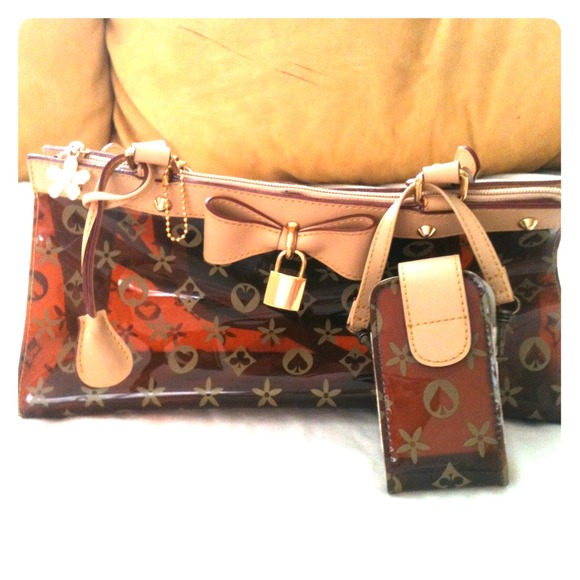 Brown Clear Loui Vettion Look-a-Like Purse