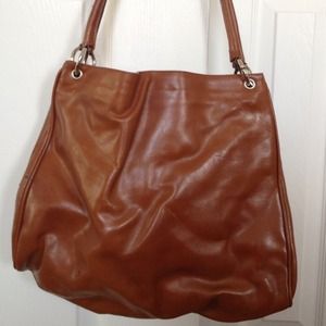 Brown leather handbag