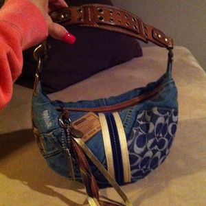 Authentic limited edition Coach denim hobo purse
