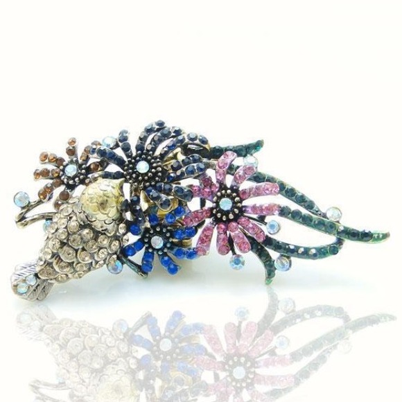 Multicolored Flowers Bird Stretch Free Ring - Picture 2 of 3