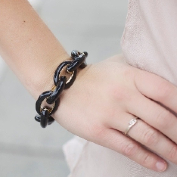 Black Enamel Link Bracelet - Picture 1 of 4
