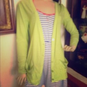 Lime Green Button Up Cardigan