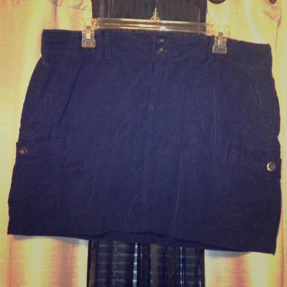 Navy blue corduroy cargo mini skirt