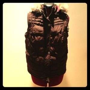 Brown vest Fur Hoood