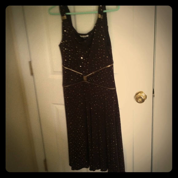 Brown gold sparkled a line foley dress