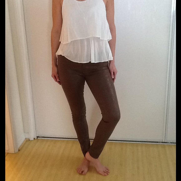 J Brand 801 Super Skinny Coated Snake Jeans - Picture 1 of 2