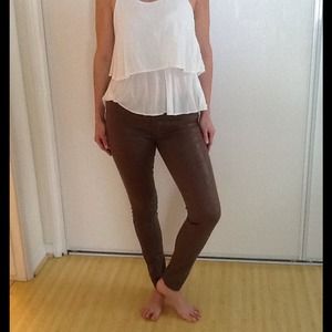 J Brand 801 Super Skinny Coated Snake Jeans