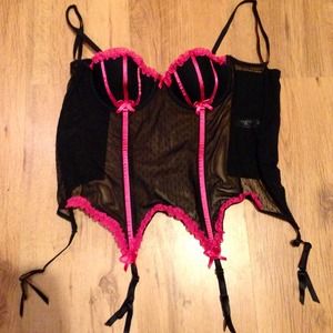 Small bustier pink and black lingerie top NWOT