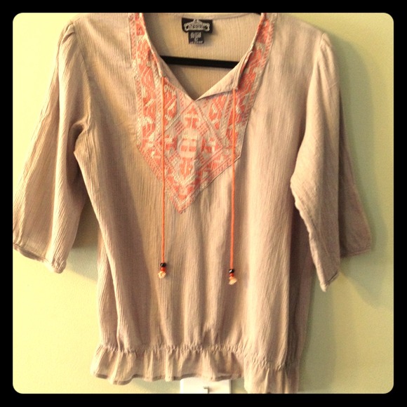 Taupe Boho top