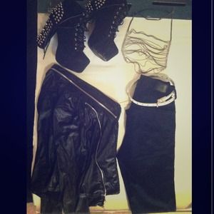 Faux leather zipper design jacket