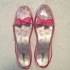 🎀Clear & Pink Jelly Shoes w/ribbon. NWOT🎀