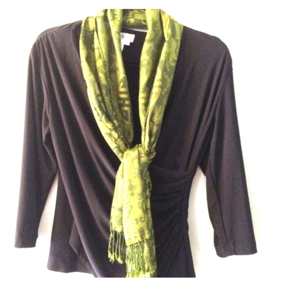Coldwater Creek Black Faux Wrap Top