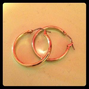 Gold hoop earrings.
