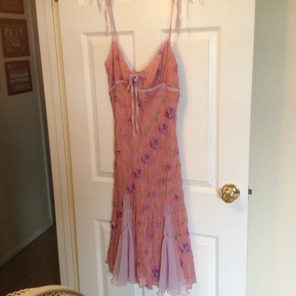Betsey Johnson 100% silk pink dress