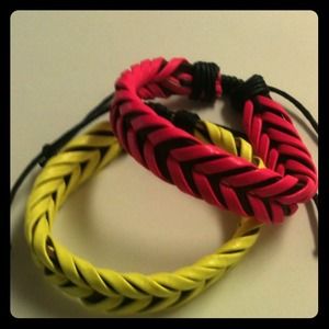 Pink & Lime Woven Bracelets