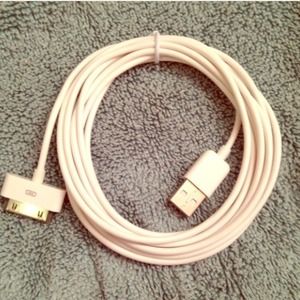 10ft white iPhone charging cord with plug in