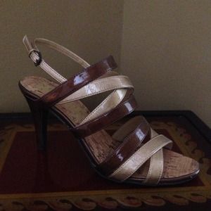 Bronze & Gold Strappy Heels