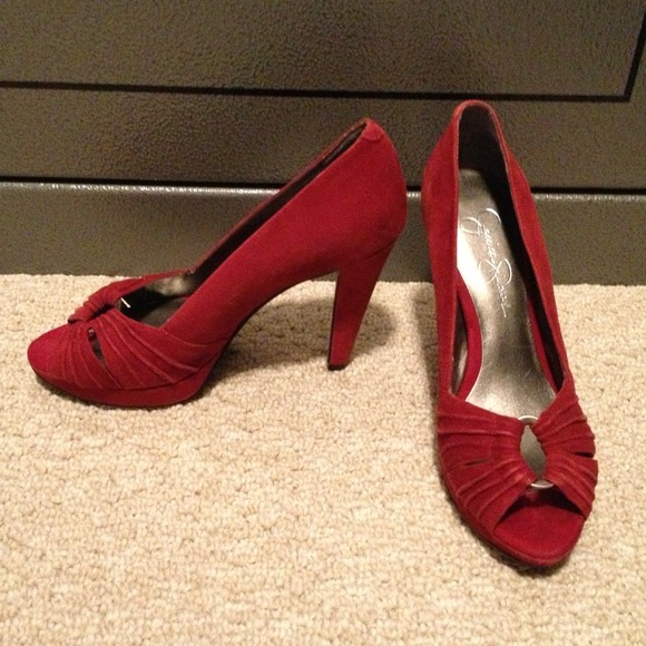 Size 6.5 Jessica Simpson peep toe heels in red