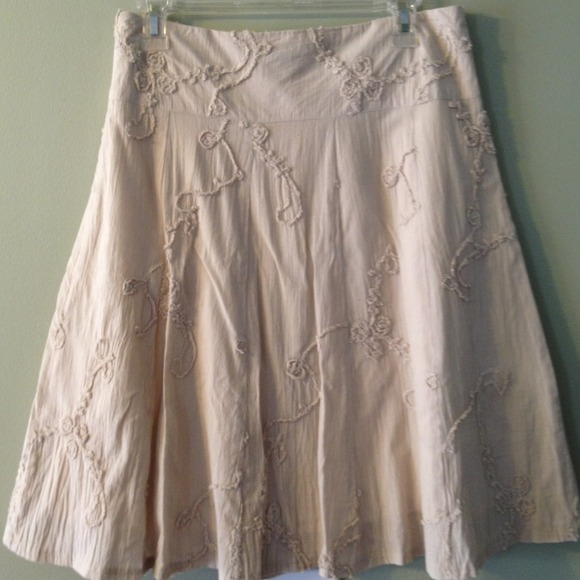 All cotton beige a-line skirt