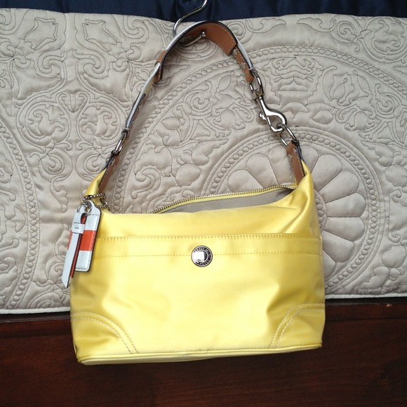 TRADE Authentic satin yellow Coach handbag