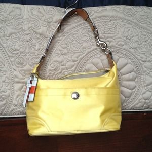 TRADE Authentic satin yellow Coach handbag