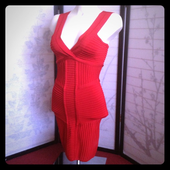 NWT Bebe Red Bandage Bodycon Sexy Dress Small
